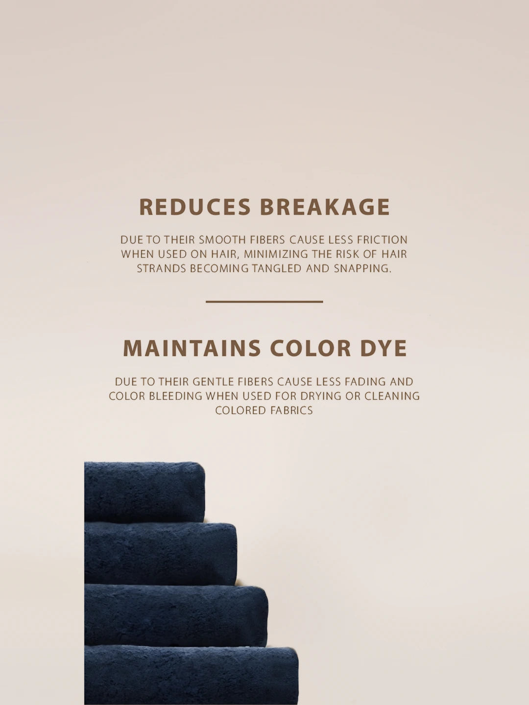 Rima's Towel folded stack — reduces breakage